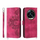 For Realme 13 Pro / 13 Pro+ Global Skin-feel Flowers Embossed Wallet Leather Phone Case(Wine Red) - 1