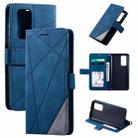 For Huawei P40 Skin Feel Splicing Horizontal Flip Leather Case with Holder & Card Slots & Wallet & Photo Frame(Blue) - 1