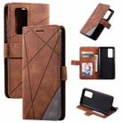 For Huawei P40 Skin Feel Splicing Horizontal Flip Leather Case with Holder & Card Slots & Wallet & Photo Frame(Brown) - 1