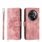 For Realme 13+ Skin-feel Flowers Embossed Wallet Leather Phone Case(Pink) - 1