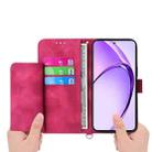 For Realme 13+ Skin-feel Flowers Embossed Wallet Leather Phone Case(Wine Red) - 3