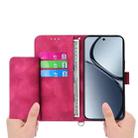 For Realme C75 / Realme 14x Skin-feel Flowers Embossed Wallet Leather Phone Case(Wine Red) - 3