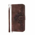 For Realme C75 / Realme 14x Skin-feel Flowers Embossed Wallet Leather Phone Case(Brown) - 2