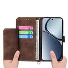 For Realme C75 / Realme 14x Skin-feel Flowers Embossed Wallet Leather Phone Case(Brown) - 3