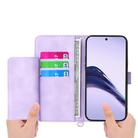 For Realme 14 Pro+ Skin-feel Flowers Embossed Wallet Leather Phone Case(Purple) - 3