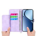For Realme 14 / Realme P3 5G Skin-feel Flowers Embossed Wallet Leather Phone Case(Purple) - 3