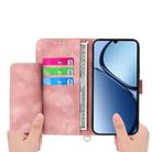 For Realme 14 / Realme P3 5G Skin-feel Flowers Embossed Wallet Leather Phone Case(Pink) - 3