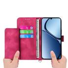 For Realme 14 / Realme P3 5G Skin-feel Flowers Embossed Wallet Leather Phone Case(Wine Red) - 3