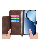 For Realme 14 / Realme P3 5G Skin-feel Flowers Embossed Wallet Leather Phone Case(Brown) - 3