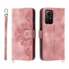 For Xiaomi Redmi Note 12S 4G Global Skin-feel Flowers Embossed Wallet Leather Phone Case(Pink) - 1