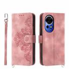 For Huawei nova 12 Skin-feel Flowers Embossed Wallet Leather Phone Case(Pink) - 1