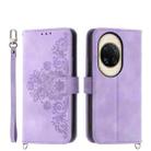 For Huawei nova 14 Ultra Skin Feel Flowers Embossed Wallet Leather Phone Case(Purple) - 1