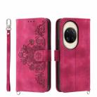 For Huawei nova 14 Ultra Skin Feel Flowers Embossed Wallet Leather Phone Case(Wine Red) - 1