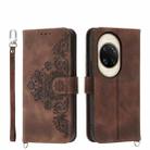 For Huawei nova 14 Ultra Skin Feel Flowers Embossed Wallet Leather Phone Case(Brown) - 1