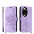 For Huawei nova 14 Pro Skin Feel Flowers Embossed Wallet Leather Phone Case(Purple) - 1