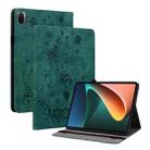 For Xiaomi Pad 5 / Pad 5 Pro Butterfly Rose Embossed Leather Smart Tablet Case(Green) - 1