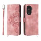 For Honor X40i 5G / Play7T Pro Skin-feel Flowers Embossed Wallet Leather Phone Case(Pink) - 1