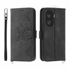 For Honor X40i 5G / Play7T Pro Skin-feel Flowers Embossed Wallet Leather Phone Case(Black) - 1