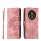 For Honor Magic5 Skin-feel Flowers Embossed Wallet Leather Phone Case(Pink) - 1