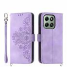 For Honor X6b Skin-feel Flowers Embossed Wallet Leather Phone Case(Purple) - 1