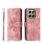 For Honor X6b Skin-feel Flowers Embossed Wallet Leather Phone Case(Pink) - 1