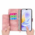 For Honor X60i Skin-feel Flowers Embossed Wallet Leather Phone Case(Pink) - 3