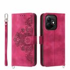 For Honor X60i Skin-feel Flowers Embossed Wallet Leather Phone Case(Wine Red) - 1