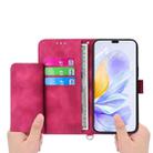 For Honor X60i Skin-feel Flowers Embossed Wallet Leather Phone Case(Wine Red) - 3