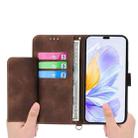 For Honor X60i Skin-feel Flowers Embossed Wallet Leather Phone Case(Brown) - 3