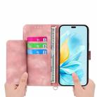 For Honor 200 Lite Global Skin-feel Flowers Embossed Wallet Leather Phone Case(Pink) - 3