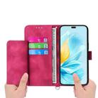 For Honor 200 Lite Global Skin-feel Flowers Embossed Wallet Leather Phone Case(Wine Red) - 3