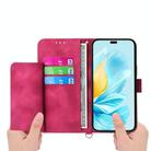 For Honor 300 Pro / 300 Ultra Skin Feel Flowers Embossed Wallet Leather Phone Case(Wine Red) - 3