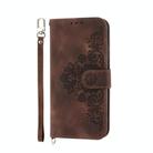For Honor 300 Pro / 300 Ultra Skin Feel Flowers Embossed Wallet Leather Phone Case(Brown) - 2