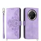 For Honor X9c Global / Magic7 Lite Skin Feel Flowers Embossed Wallet Leather Phone Case(Purple) - 1