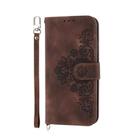 For Honor X9c Global / Magic7 Lite Skin Feel Flowers Embossed Wallet Leather Phone Case(Brown) - 2
