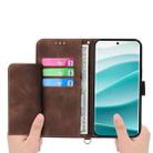 For Honor X8c 4G Skin Feel Flowers Embossed Wallet Leather Phone Case(Brown) - 3