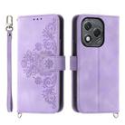 For Honor 400 Lite Skin Feel Flowers Embossed Wallet Leather Phone Case(Purple) - 1
