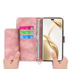 For Honor 400 Lite Skin Feel Flowers Embossed Wallet Leather Phone Case(Pink) - 3
