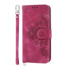 For Honor 400 Lite Skin Feel Flowers Embossed Wallet Leather Phone Case(Wine Red) - 2