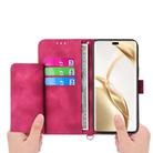 For Honor 400 Lite Skin Feel Flowers Embossed Wallet Leather Phone Case(Wine Red) - 3