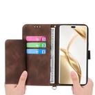 For Honor 400 Lite Skin Feel Flowers Embossed Wallet Leather Phone Case(Brown) - 3