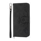For Honor 400 Lite Skin Feel Flowers Embossed Wallet Leather Phone Case(Black) - 2