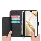 For Honor 400 Lite Skin Feel Flowers Embossed Wallet Leather Phone Case(Black) - 3