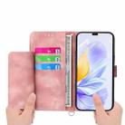 For Honor 400 Global 156.5mm Skin Feel Flowers Embossed Wallet Leather Phone Case(Pink) - 3