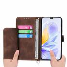 For Honor 400 Global 156.5mm Skin Feel Flowers Embossed Wallet Leather Phone Case(Brown) - 3