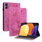 For Xiaomi Redmi Pad 10.61 Butterfly Rose Embossed Leather Tablet Case(Rose Red) - 1