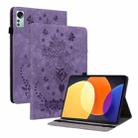 For Xiaomi Pad 5 Pro 12.4 Butterfly Rose Embossed Leather Tablet Case(Purple) - 1