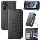 For Samsung Galaxy M54 5G Cubic Grid Calf Texture Magnetic Leather Phone Case(Black) - 1