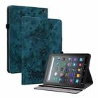 For Amazon Kindle Fire 7 2022 Butterfly Rose Embossed Leather Tablet Case(Dark Blue) - 1