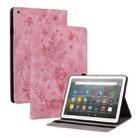 For Amazon Kindle Fire HD8 2018 / 2017 Butterfly Rose Embossed Leather Tablet Case(Pink) - 1
